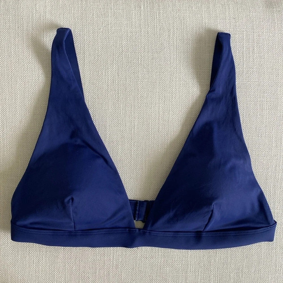 EVERLANE High Rise Blue Medium Coverage Bottoms and Triangle Swimsuit Top XS/S - Picture 5 of 9
